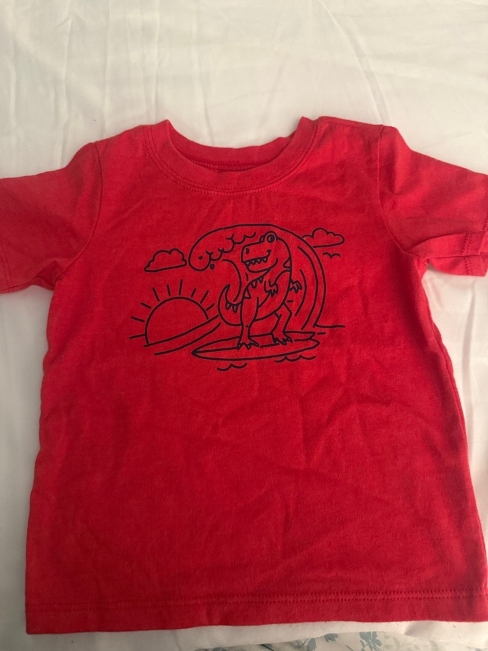 Garanimals Red Tee with Black Surfing Dino Graphic